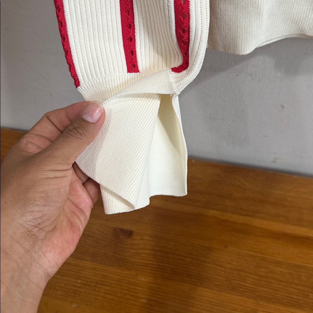 EQUIPMENT AMRIT SWEATER - FANCY RIBBED KNIT WHITE/BLOOD MOON - Picture 5 of 14
